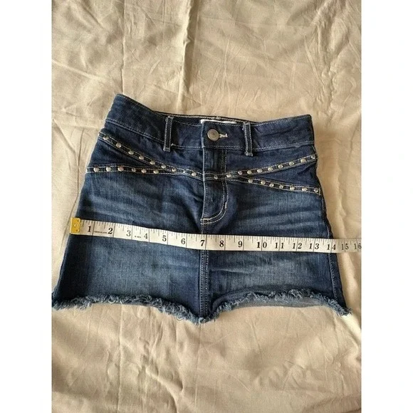 Abercrombie Kids Girl's Size 7/8 Denim Mini Skort Studded Blue Jeans Summer - Picture 8 of 10